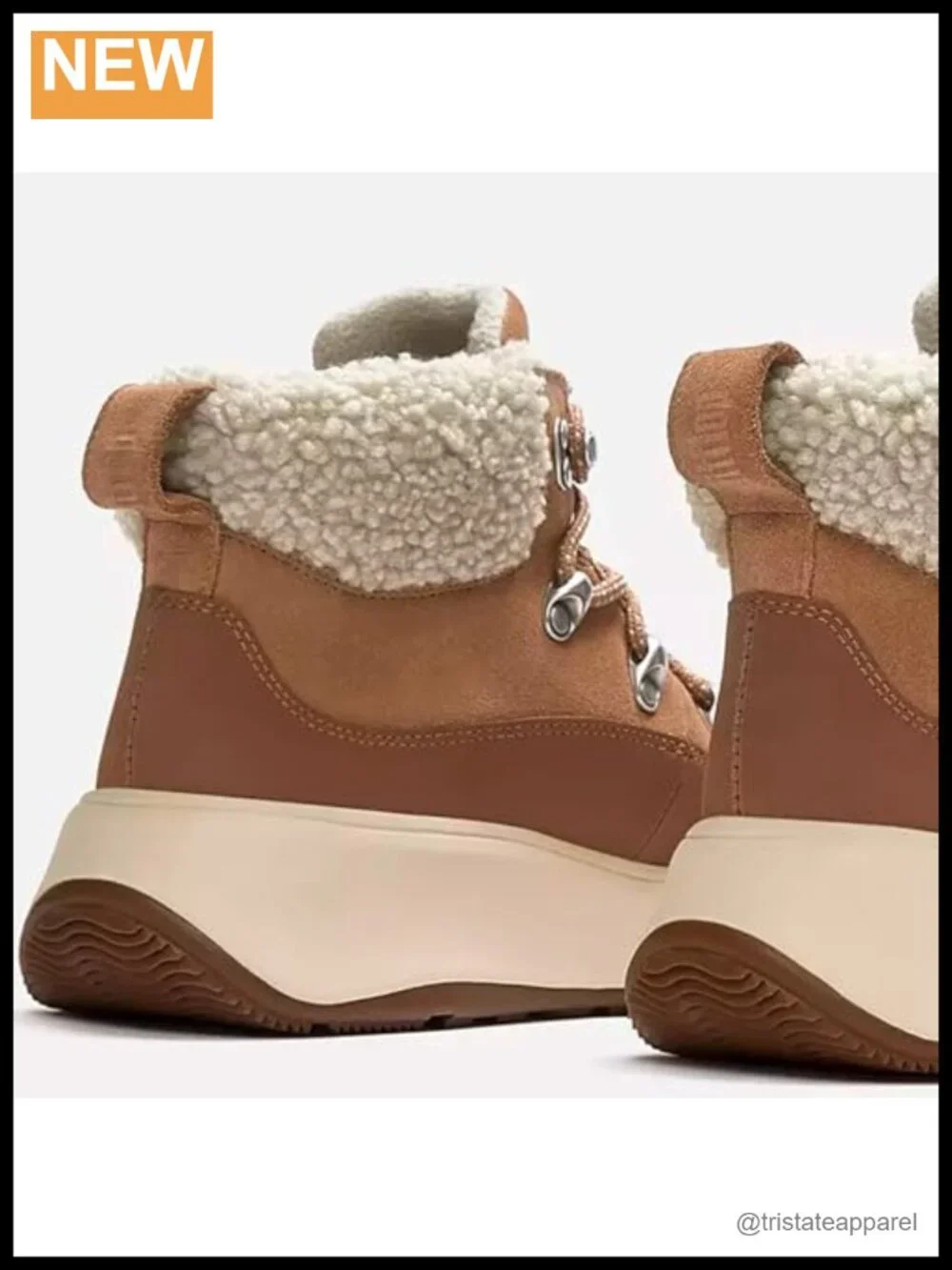 Genuine Suede and Leather Lace-Up Ankle Booties with Teddy Collar